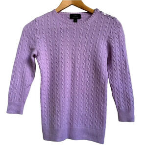 J. Crew Italian Cashmere Light Purple Small Cable Knit Sweater Size XS